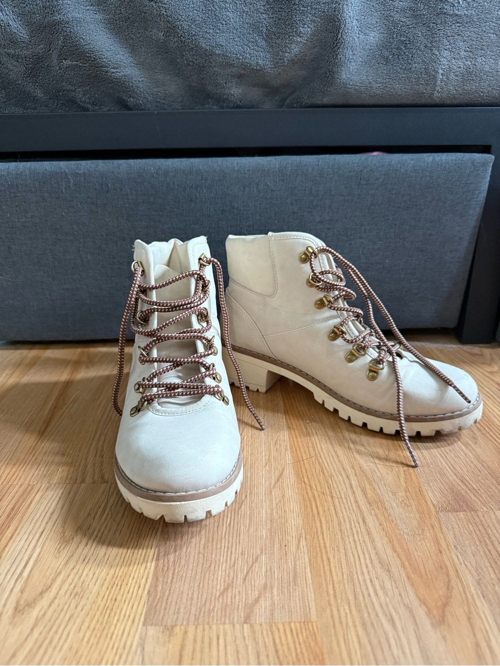 St. John's Bay Cream Lace-Up Ankle Boots